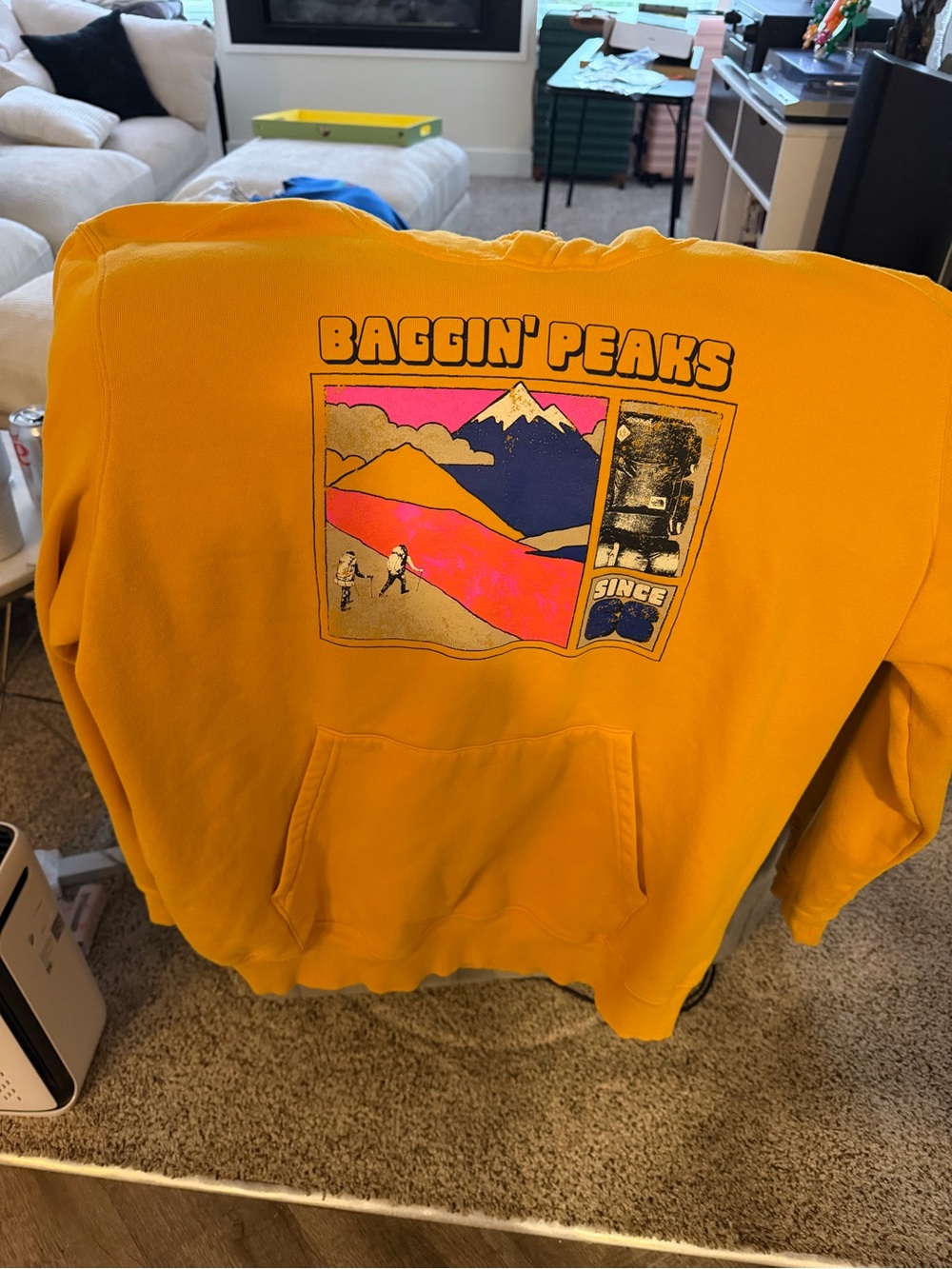 The North Face Men's Golden Yellow Crewneck Sweatshirt with Graphic Back